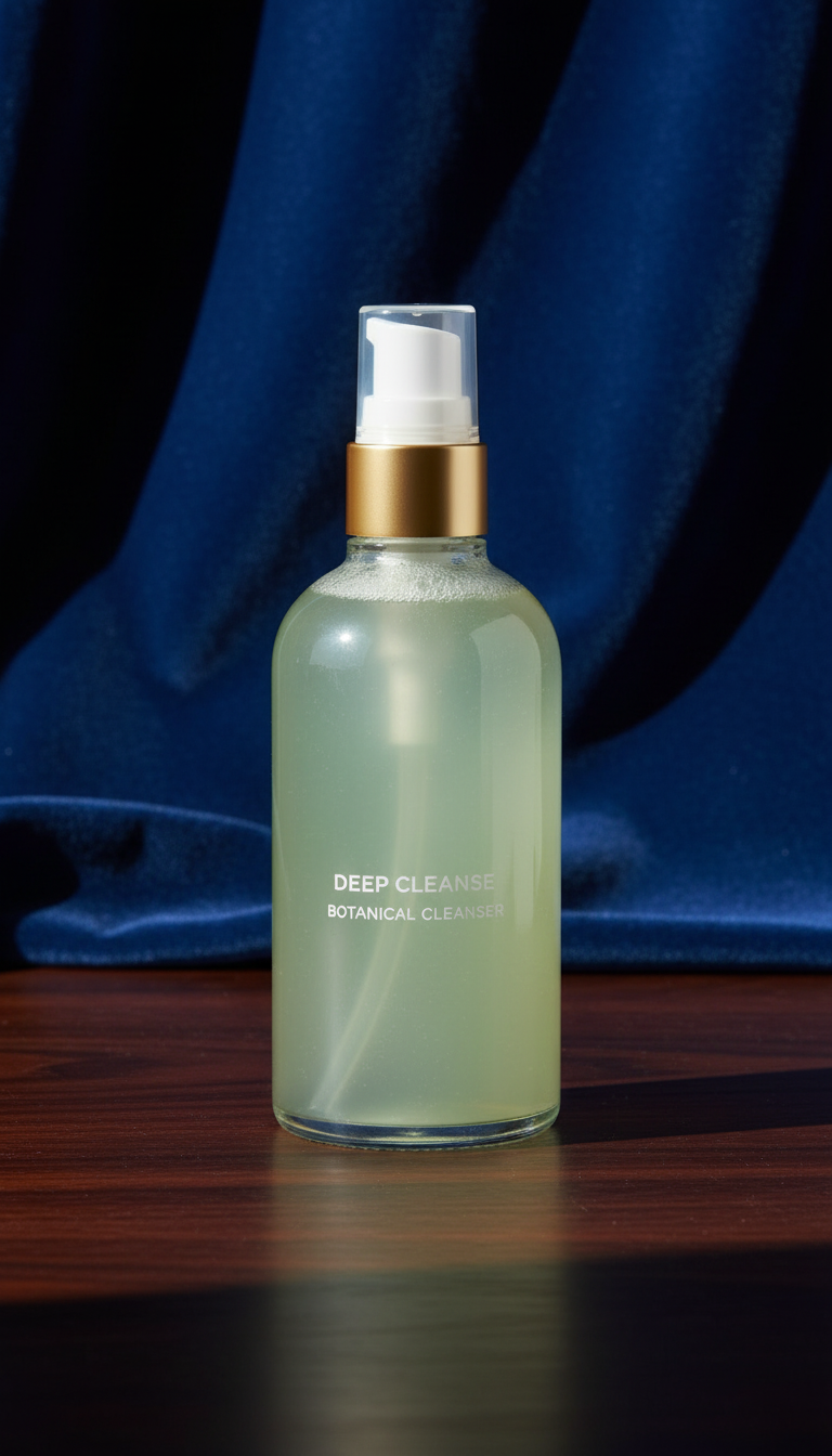 Botanical Cleanser in Clear Pump Bottle in a new setting